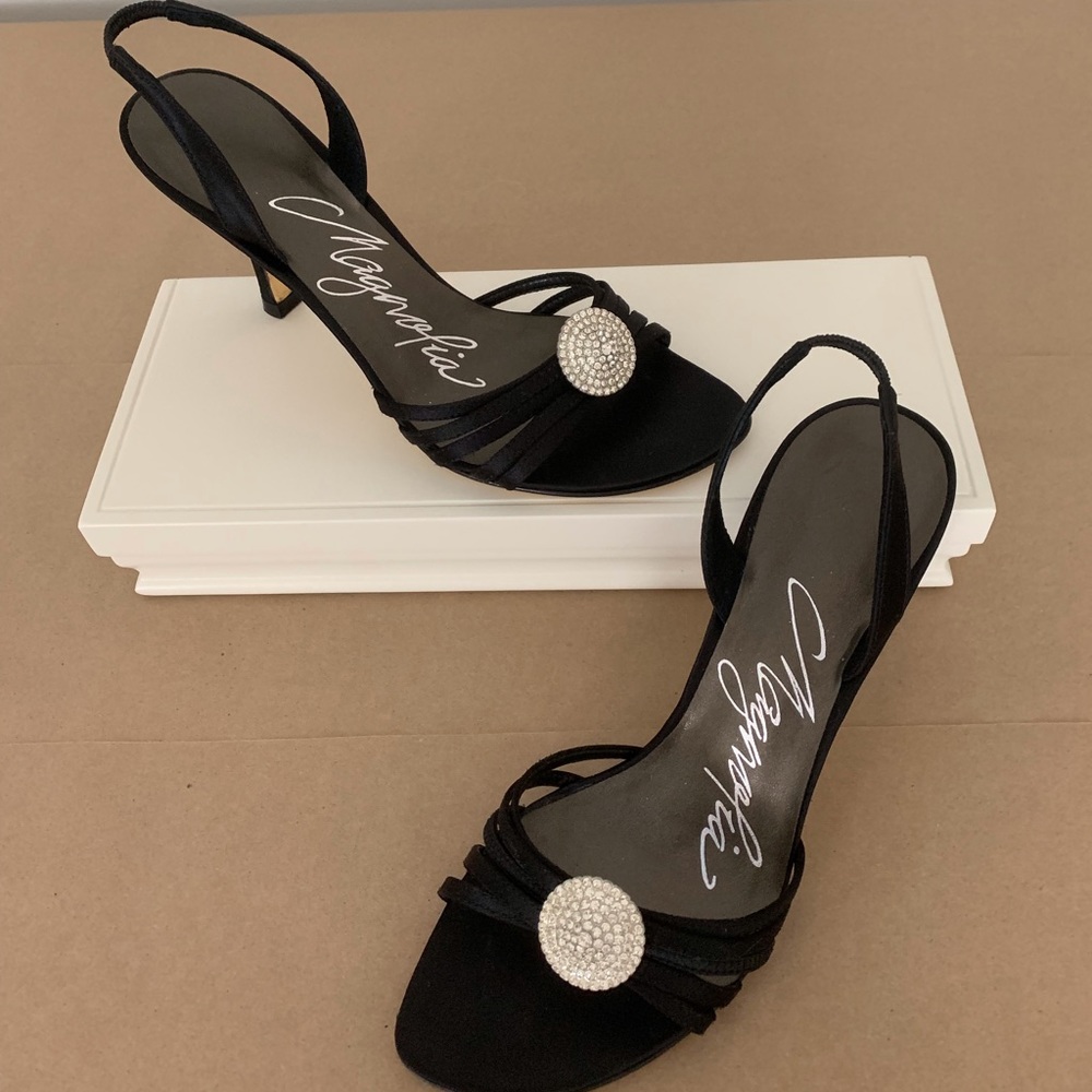 Magnolia Strappy Black Heels - 6 1/2M